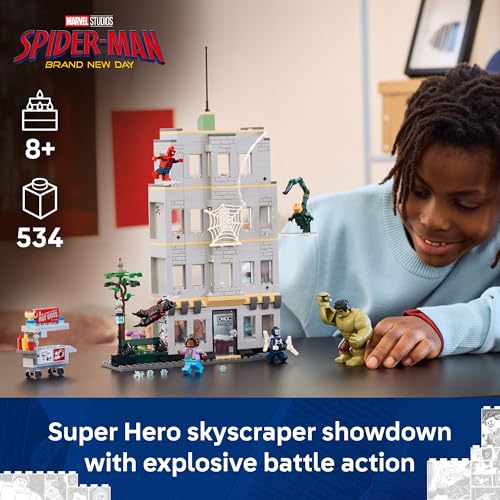 LEGO Marvel Spider-Man vs Hulk Epic Clash - Super Hero Building Toy for Boys & Girls, Ages 8+ - Includes 5 Minifigures & Hulk Figure - Spider-Man Toy