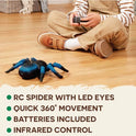 Terra by Battat – Remote Control Tarantula for Kids with LED Eyes – Realistic Spider Toy with Moving Legs, Fast Speed & 360° Spin – Blue RC Animal