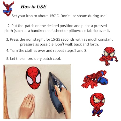 20pcs Cute Cartoon Spider Embroidered Iron On Patches, Anime Animals Sew On/Iron On Applique Embroidered Patches for T-Shirt, Jackets, Jeans