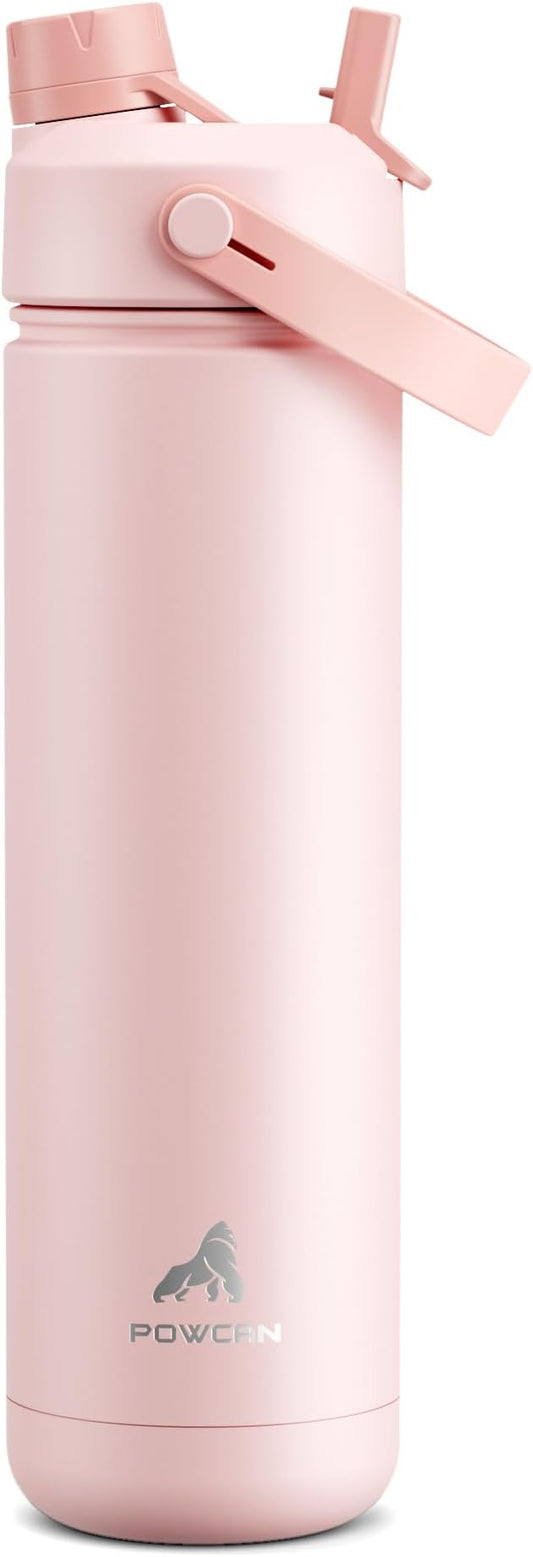 26 oz Insulated Water Bottle with 2-in-1 Straw and Spout Lid, Keep Cold 24H, Leak-Proof, Fits in Car Cup Holder, Stainless Steel Water Bottle for
