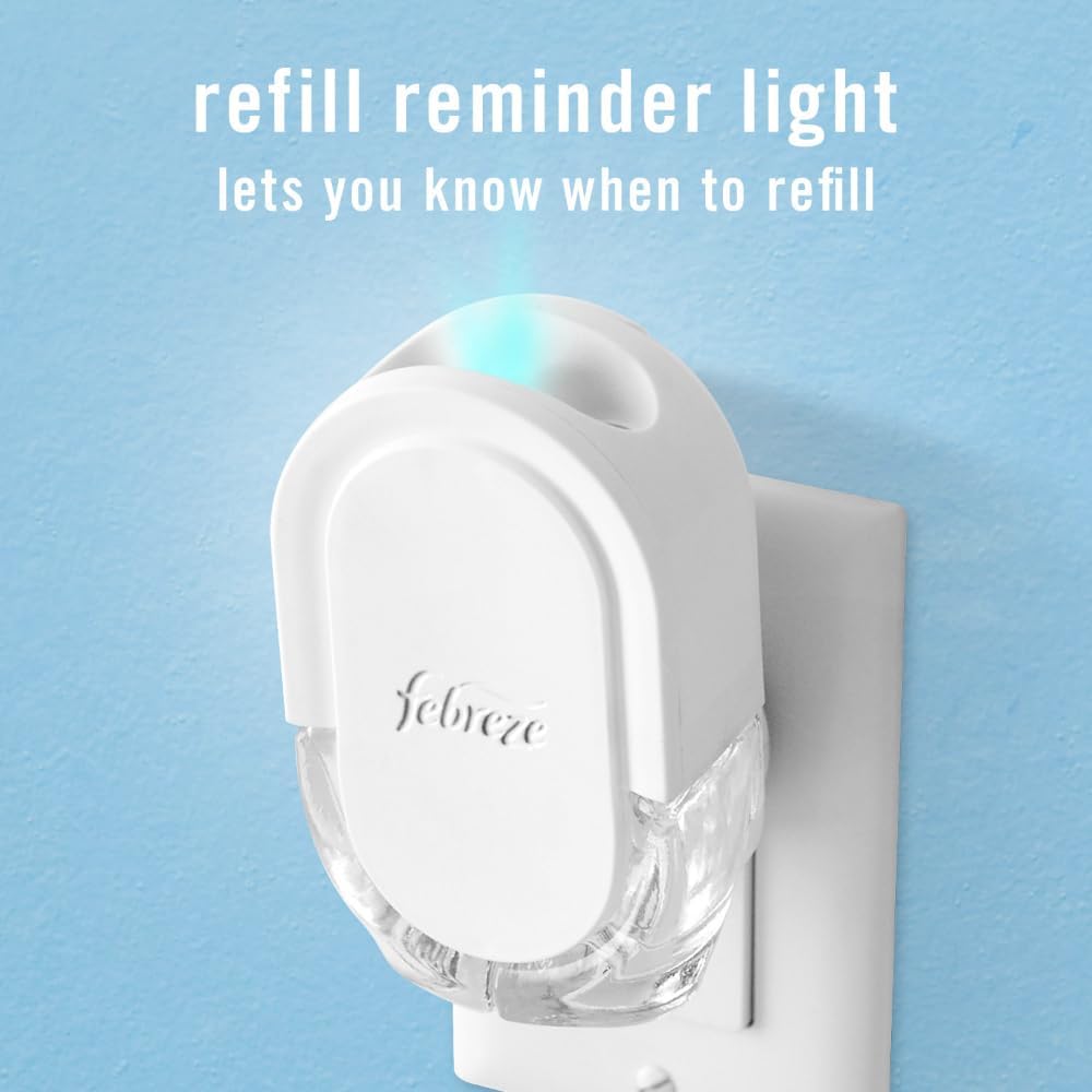 Febreze Plug In Air Freshener, Odor-Fighting Scented Oil Refill, Air Fresheners for Home and Bathroom and Kitchen, Long Lasting for Strong Odors