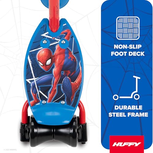 Huffy Toddler 3-Wheel Scooter for Kids, Multiple Colors & Licensed Character Graphics, Ages 3+, Durable Steel Frame, Wide Non-Slip Deck, Stable