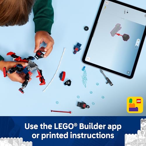LEGO Marvel Miles Morales Mech vs. Spider-Man 2099 Building Toy for Boys & Girls - Poseable Super Hero Mech & 2 Marvel Minifigures for Kids & Fans