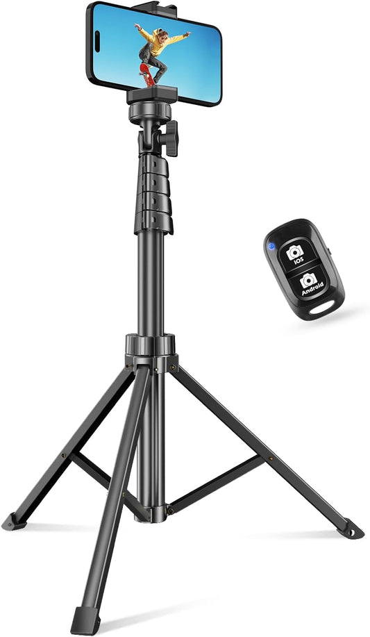 SENSYNE 62" Phone Tripod & Selfie Stick, Extendable Cell Phone Tripod Stand with Wireless Remote and Phone Holder, Compatible with iPhone Android