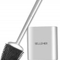 Sellemer Toilet Brush and Holder Set - Flexible Toilet Bowl Brush Head with Silicone Bristles, Compact Size for Storage and Organization, Ventilation
