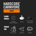 Hardcore Carnivore Black: Activated Charcoal Meat Seasoning Rub (13 oz Shaker) Texas-Made, Blend for Steak, Brisket, Burgers, BBQ, Grilling and