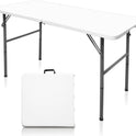 Gocamptoo Folding Table,4ft Indoor Outdoor Heavy Duty Portable Folding Square Plastic Dining Table w/Handle, Lock for Picnic, Party, Camping (4 FT) …