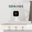 Blink Mini - Compact indoor plug-in smart security camera, 1080p HD video, night vision, motion detection, two-way audio, easy set up, Works with