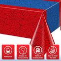3Pcs Spider Web Themed Birthday Party Tablecloths Decorations,Red Blue Hero Plastic Table Cover Disposable Rectangle Table Cloth for Baby Shower Kids