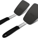 Unicook 2 Pack Flexible Silicone Spatula, Turner, 600F Heat Resistant, Ideal for Flipping Eggs, Burgers, Crepes and More, Black