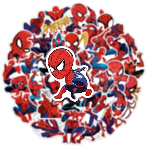 50pcs Spiderman Stickers for Water Bottle, Cool SuperHero Movie Waterproof Vinyl Decal for Kids Teen Adult Laptop Skateboard Phone Travel Case Bike