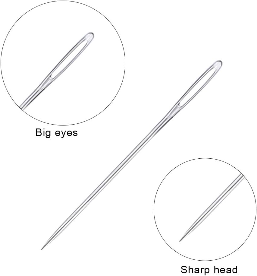 23 PCS Large Eye Sewing Needles, 2.36in Sewing Sharp Needles, Leather Embroidery Thread Needle, Stainless Steel Yarn Knitting Needle with a 3.3in