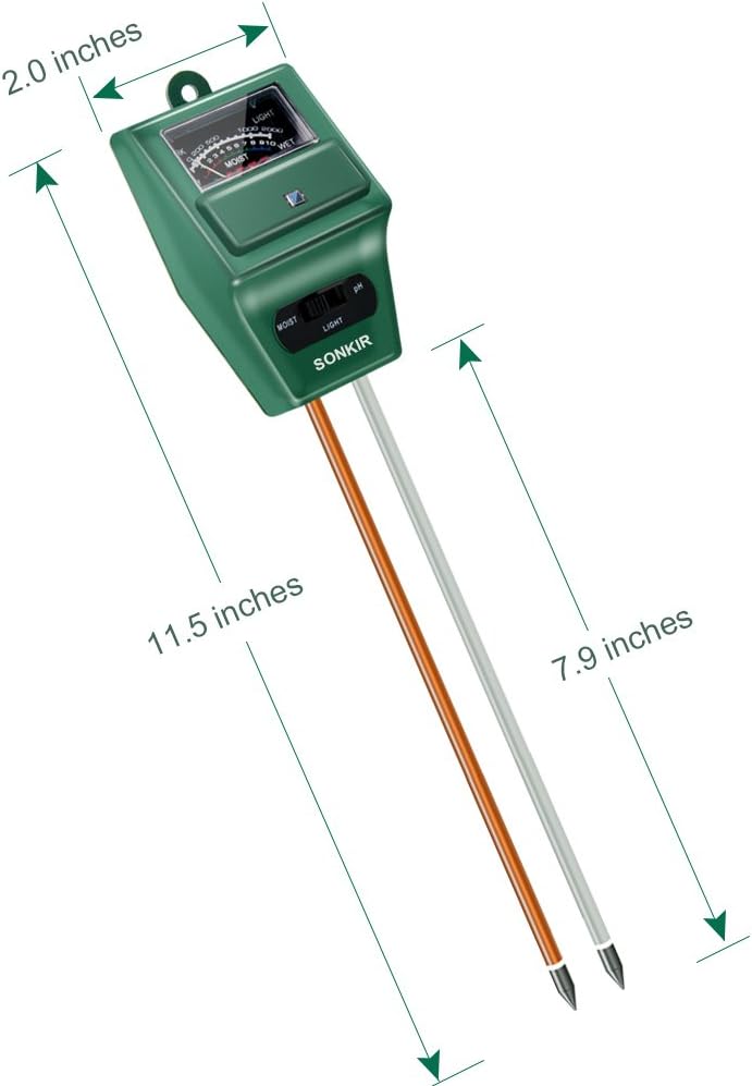 Soil pH Meter, MS02 3-in-1 Soil Moisture/Light/pH Tester Gardening Tool Kits for Plant Care, Great for Garden, Lawn, Farm, Indoor & Outdoor Use