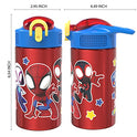 Zak Designs Marvel Spider-Man 18/8 Single Wall Stainless Steel Kids Water Bottle, Flip Straw Locking Spout Cover, Durable Cup for Sports or Travel