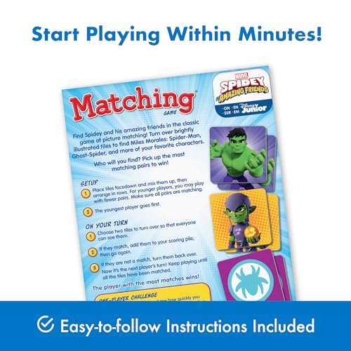 Wonder Forge Marvel Spidey and His Amazing Friends Matching Game - Educational Memory Game for Kids Ages 3+ - Fun for Toddler Boys and Girls