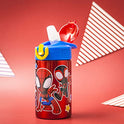 Zak Designs Marvel Spider-Man 18/8 Single Wall Stainless Steel Kids Water Bottle, Flip Straw Locking Spout Cover, Durable Cup for Sports or Travel