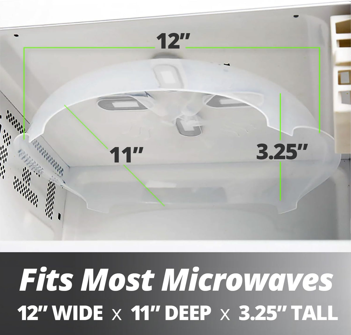 HOVER COVER Magnetic Splatter Cover, 12-Inch Clear BPA-Free Food Lid, Vented Plate Guard with Steam Vents, Anti-Splash Microwave Lid, Dishwasher