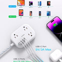 Cruise Essentials 2025,One Beat Travel Power Strip with USB C,Flat Plug Extension Cord with 3 Outlets 4 USB Ports(2 USB C),5 ft Desk Wall Outlet