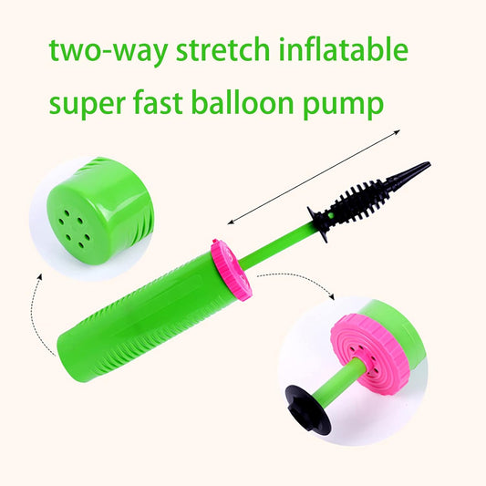 Balloon Pump Handheld Two-Way Dual Action - Hand Blower Air Pumper for Balloons - Ballon Inflator Pumping - Manual Baloon Inflators Machine (Green 1