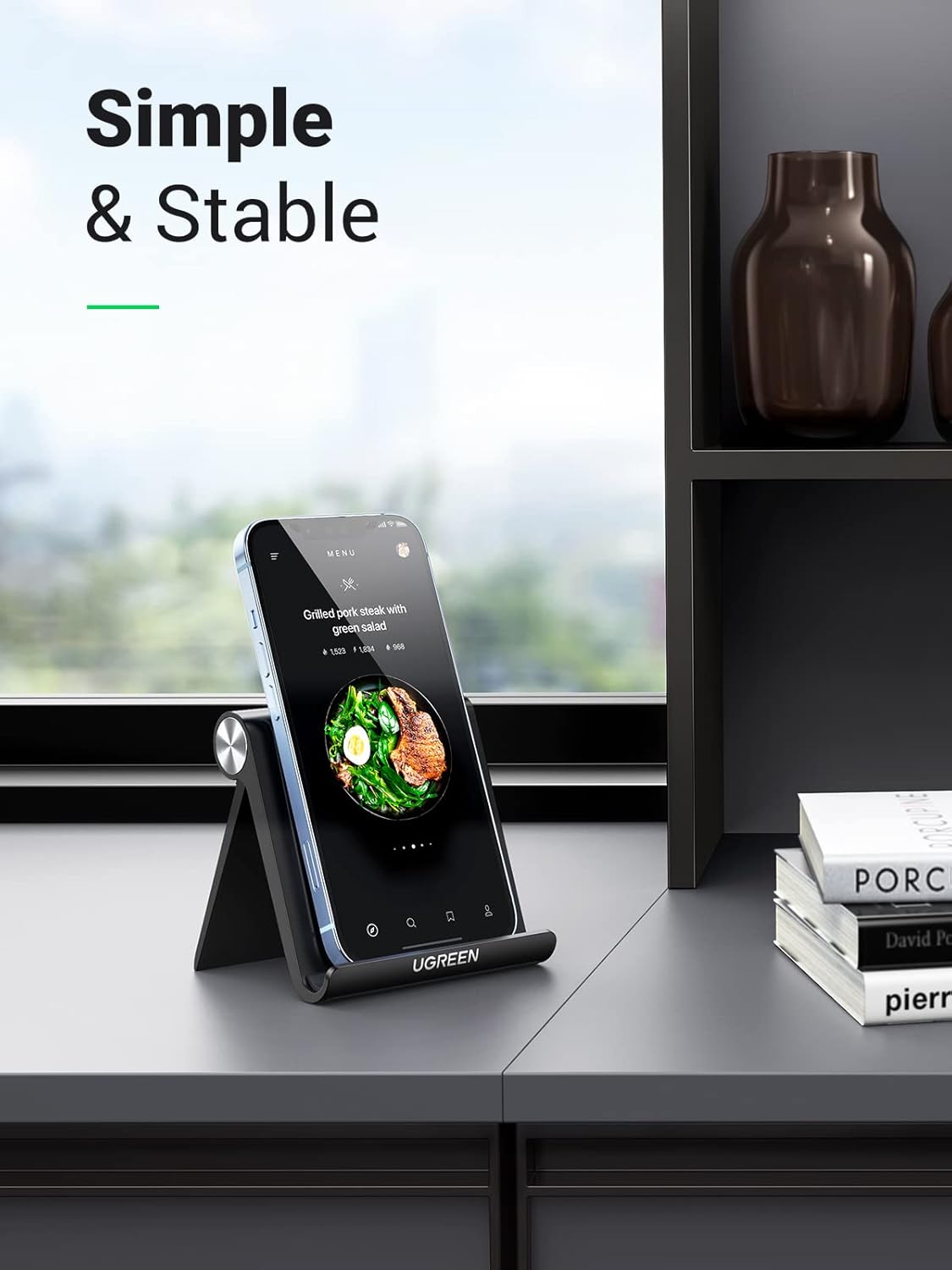 UGREEN Cell Phone Stand Holder for Desk Adjustable Compatible with iPhone 13 12 Pro Max 11 SE XS XR 8 Plus 6 7 Galaxy Note20 S20 S10 S9 S8 Foldable
