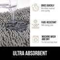 GORILLA GRIP Bath Rug Mat, Thick Soft Absorbent Chenille, Quick Dry Microfiber Mats, Rubber Backing Washable Shower Floor Rugs, Bathmat Runner, US