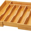 Expandable Bamboo Kitchen Drawer Organizer for Cutlery and Utensils, Adjustable Bamboo Wood Cutlery Tray in Drawer for Flatware and Silverware in