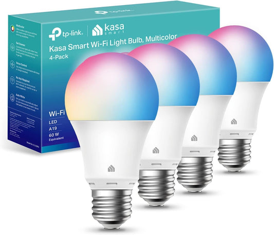 Kasa Smart Light Bulbs, Full Color Changing Dimmable Smart WiFi Bulbs Compatible with Alexa and Google Home, A19, 9W 800 Lumens,2.4Ghz only, No Hub