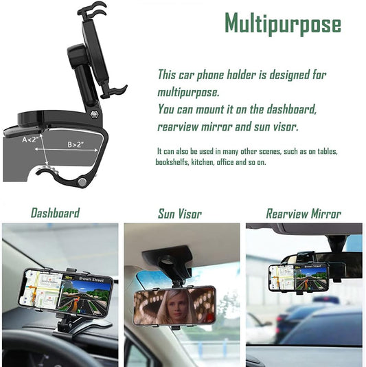 Universal Car Phone Holder Mount,360 Degrees Rotation Dashboard Phone Holder [Upgrade Clip Never Fall],car Phone Mount for
