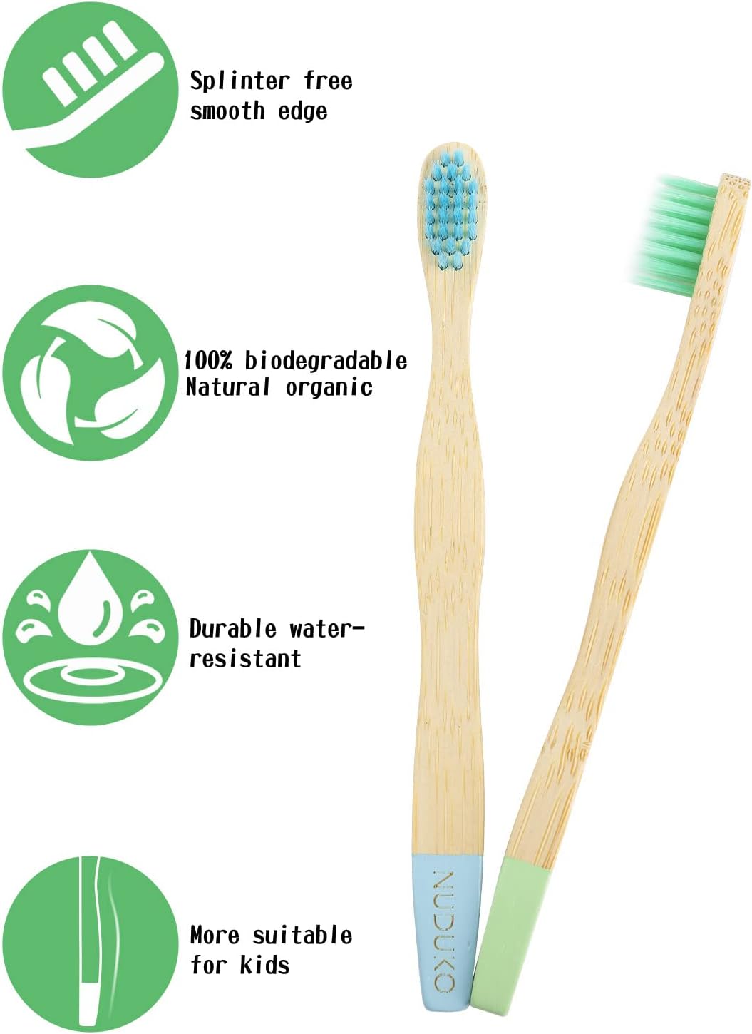 Kids Toothbrush Bamboo Toothbrushes 6 Pack - Organic Compostable Tooth Brush Wooden Baby Toddler Toothbrush, Eco-Friendly Natural Biodegradable Soft