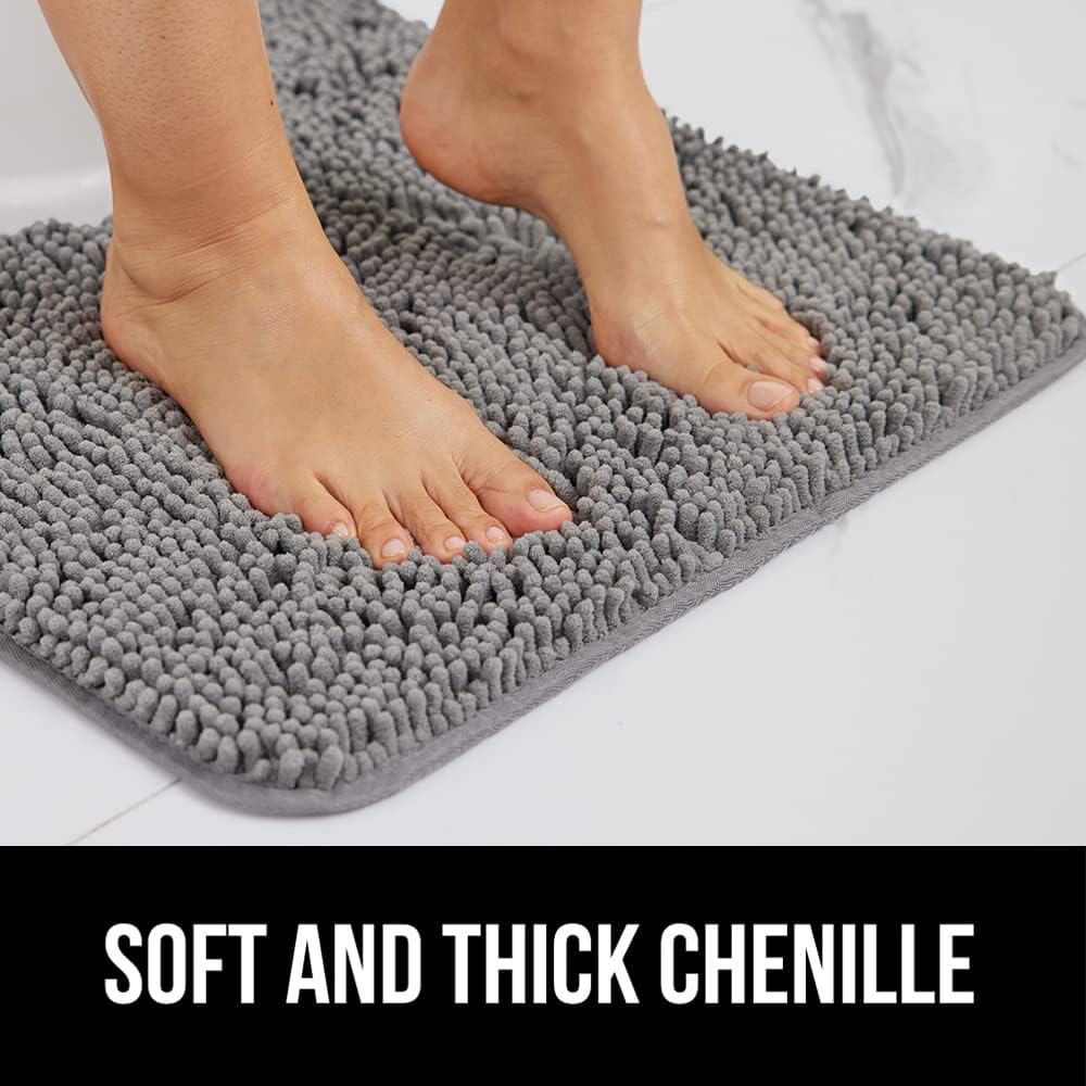 GORILLA GRIP Bath Rug Mat, Thick Soft Absorbent Chenille, Quick Dry Microfiber Mats, Rubber Backing Washable Shower Floor Rugs, Bathmat Runner, US