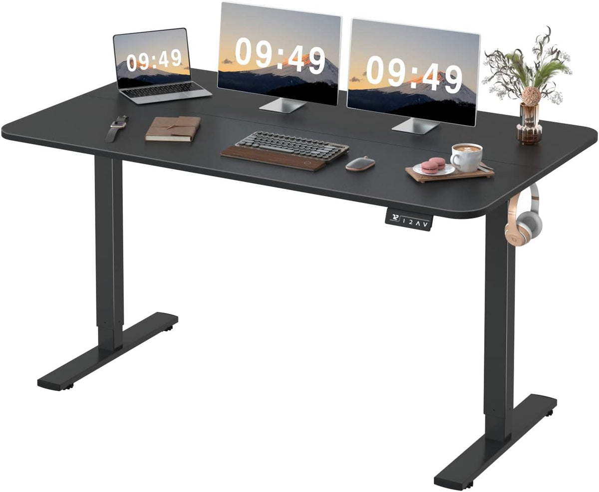 Furmax 55 x 24 Inches Electric Height Adjustable Standing Desk Large Sit Stand Up Desk Home Office Computer Desk Memory Preset with T-Shaped Metal