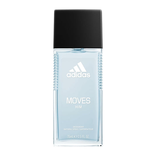Adidas Moves Him Body Fragrance 2.5 fl oz (Pack of 1) , Notes of Green Apple, Cedarwood, Musk, Men's Fragrance, Long Lasting, Sporty Fragrance