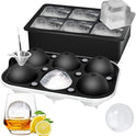 ROTTAY Ice Cube Trays (Set of 2), Sphere Ice Ball Maker with Lid & Large Square Ice Cube Maker for Whiskey, Cocktails and Homemade, Keep Drinks