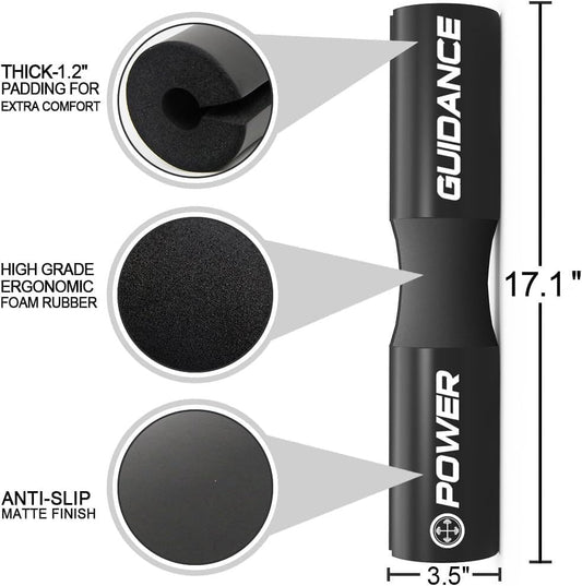 POWER GUIDANCE Barbell Squat Pad - Neck & Shoulder Protective Pad - Great for Squats, Lunges, Hip Thrusts, Weight Lifting & More - Fit Standard and