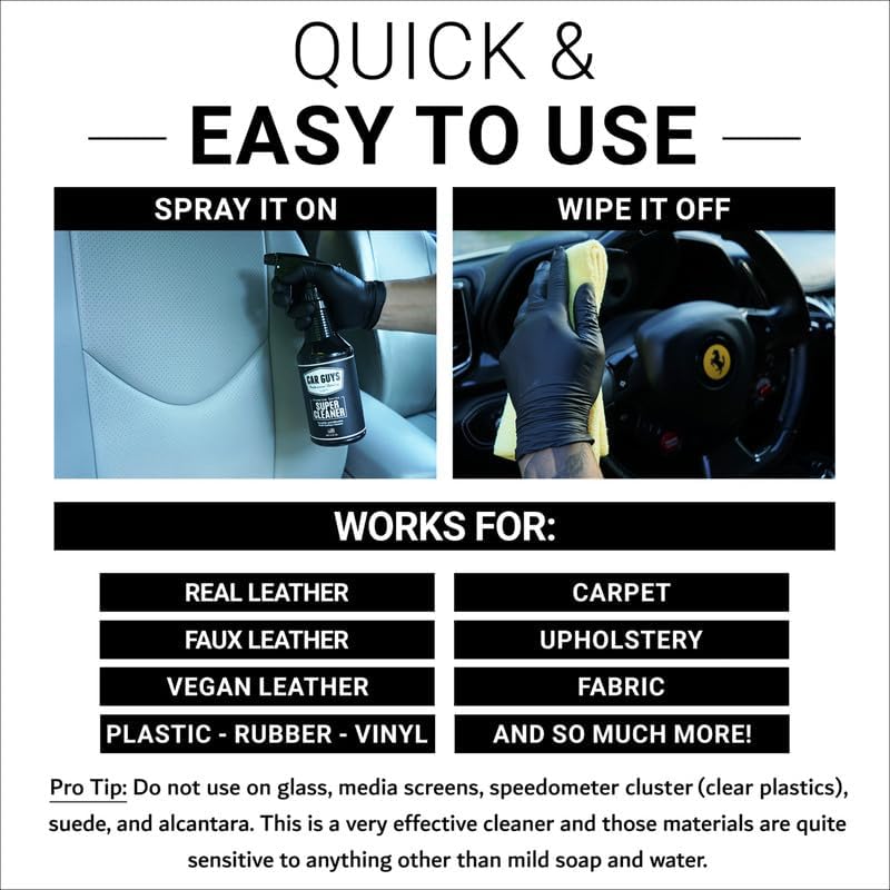 CAR GUYS Super Cleaner | Effective Car Interior Cleaner | Leather Car Seat Cleaner | Stain Remover for Carpet, Upholstery, Fabric, and Much More!