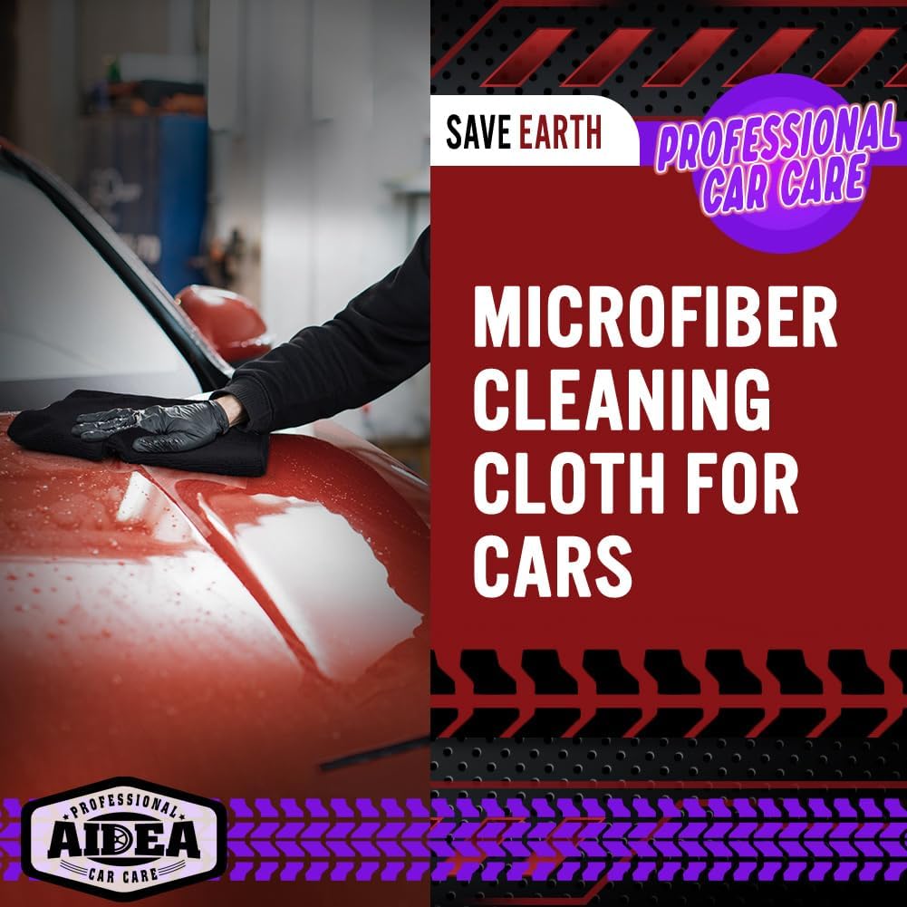 AIDEA Microfiber Cleaning Cloth Black 10PK, Microfiber Towels for Cars, Premium Wash Cloths, Dusting Cloth Lint Free Cleaning Rags for SUVs, House