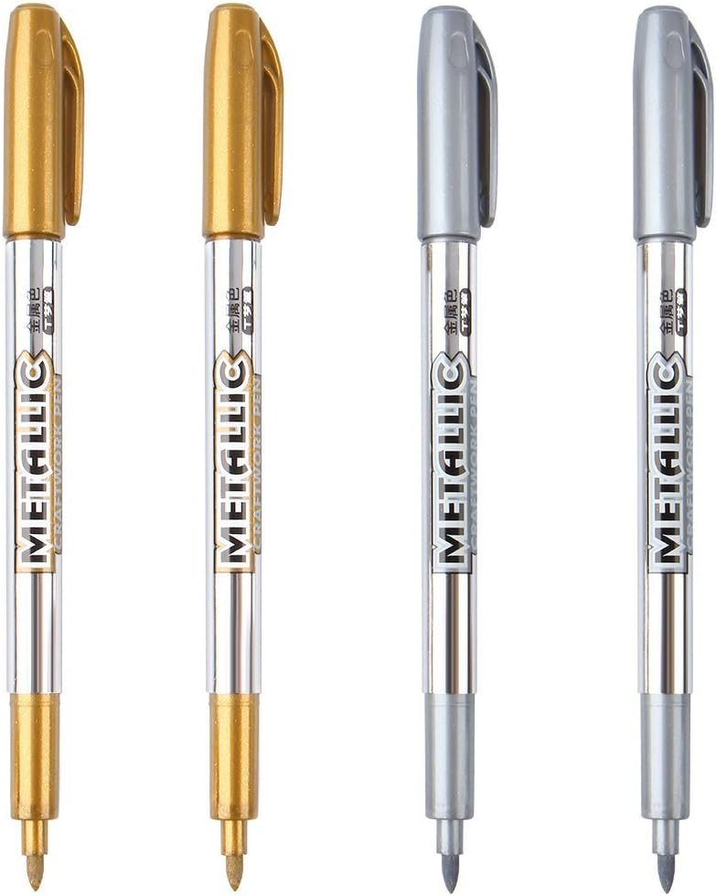 Dyvicl Metallic Markers Pens - Silver and Gold Paint Pens for Black Paper, Glass, Rock Painting, Halloween Pumpkin, Card Making, Scrapbook Album