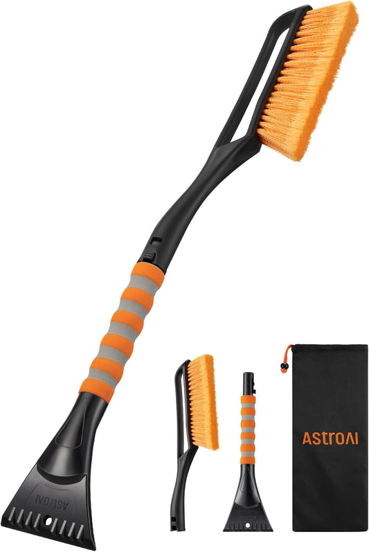 AstroAI 27" Snow Brush and Ice Scrapers for Car Windshield, Detachable Snow Scrapers with Ergonomic Foam Grip for Cars, Trucks, SUVs