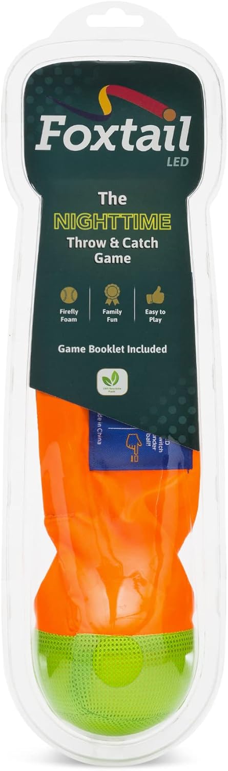 Foxtail LED - Outdoor Throw and Catch Light Up Game - Foam Ball & Tail Glow at Night - Play in The Dark - Fun Gift Idea for Kids & Adults, Boys