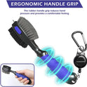 THIODOON 2 Pack Golf Club Brushes and Groove Cleaner 2 ft Retractable Zipline Carabiner Golf Brush Head with Retractable Spike Comfortable Grip Golf