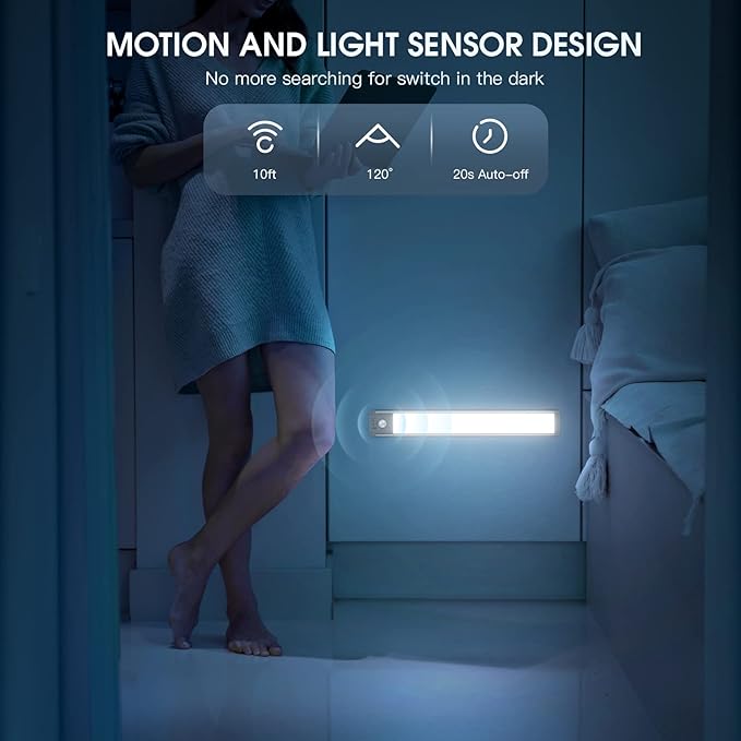Under Cabinet Lighting,40 LED Rechargeable Battery Operated Motion Sensor Light Indoor - Cart Shape
