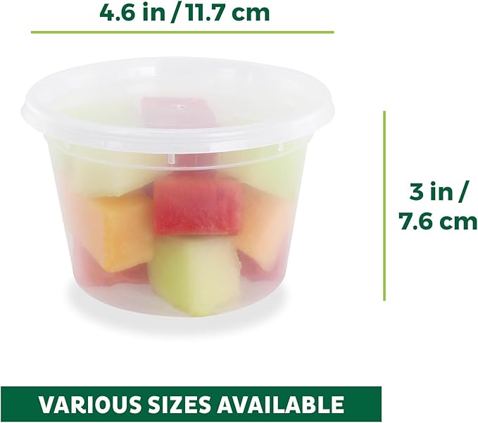 Freshware Food Storage Containers [50 Set] 16 oz Plastic Deli Containers with Lids, Slime, Soup, Meal Prep Containers | BPA Free | Stackable