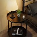 EKNITEY 2 Tier End Table - Metal Side Table Waterproof Small Sofa Coffee Side Tables Bedroom Indoor Outdoor with Removable Tray for Living Room