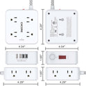Surge Protector Power Strip - CHCORE 5Ft Braided Extension Cord with 8 Outlets with 4 USB (2 USB C) Charging Ports, Flat Plug Multi Plug Outlet