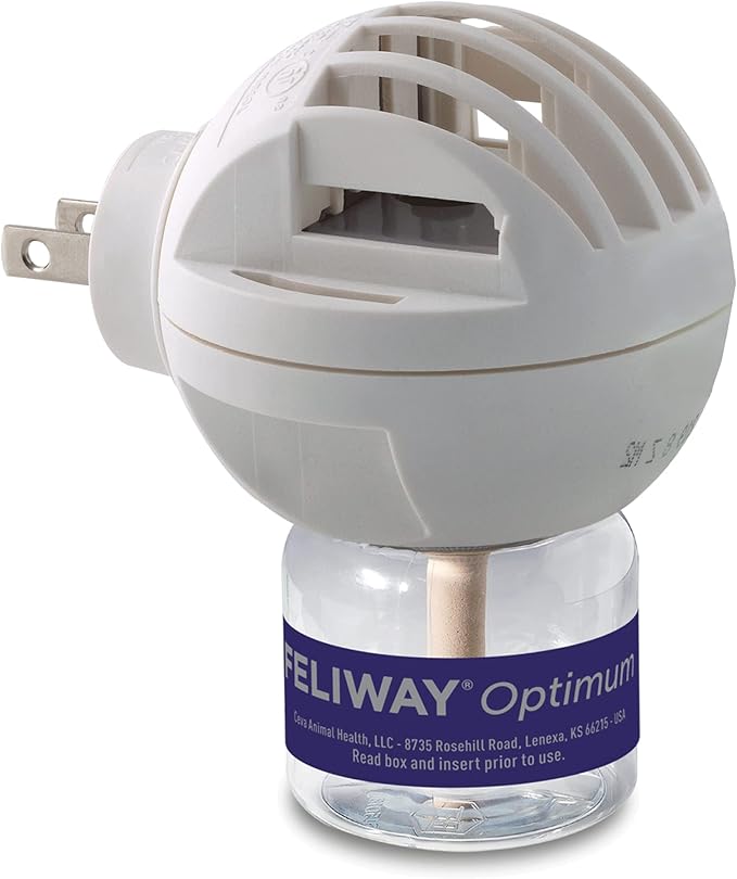 FELIWAY Optimum 30-Day Cat Calming Plug in Pheromone Diffuser Starter Kit, 48ml - Helps Reduce Common Signs of Stress in Cats & Kittens, Enhanced