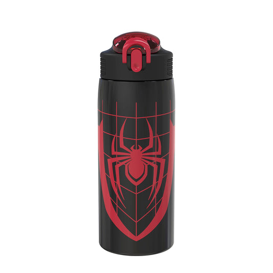 Zak Designs Marvel Spider-Man Water Bottle for Travel and At Home, 19 oz Vacuum Insulated Stainless Steel with Locking Spout Cover, Built-In Carrying