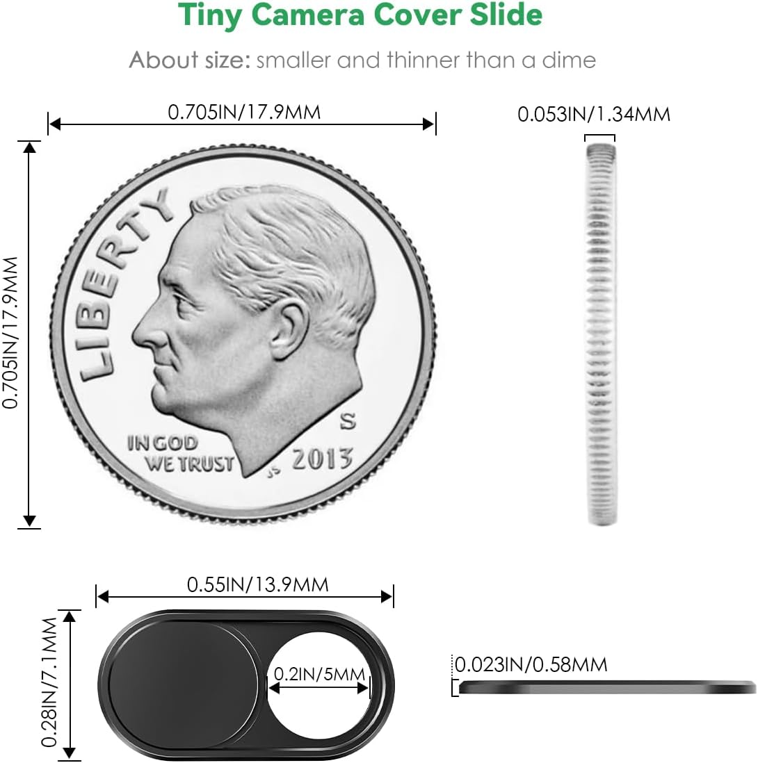 CloudValley Webcam Cover Slide[2-Pack], 0.023 Inch Ultra-Thin Metal Web Camera Cover for Macbook Pro, iMac, Laptop, PC, iPad Pro, iPhone 8/7/6 Plus