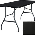 Folding Table 6ft Portable Heavy Duty Plastic Fold-in-Half 6 Foot Foldable Table Utility Dining Indoor Outdoor with Carrying Handle for Camping