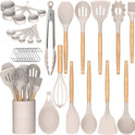 Umite Chef Kitchen Cooking Utensils Set, 33 pcs Non-Stick Silicone Cooking Kitchen Utensils Spatula Set with Holder, Wooden Handle Silicone Kitchen