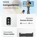 SENSYNE 62" Phone Tripod & Selfie Stick, Extendable Cell Phone Tripod Stand with Wireless Remote and Phone Holder, Compatible with iPhone Android